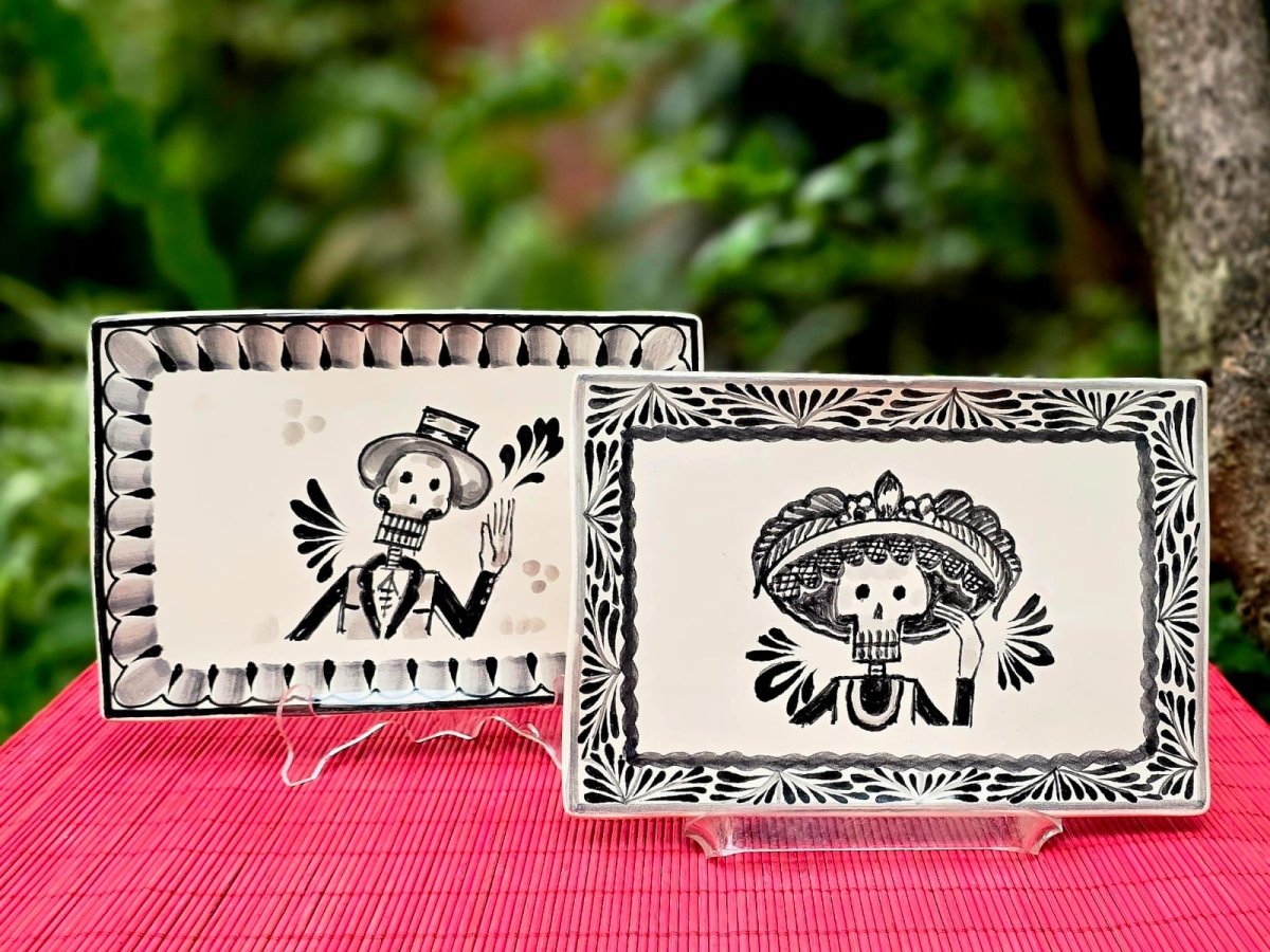 Catrina Catrin Wave Rectangular Tray 7.9 X 5.3" Set of 2 Black and WhiteTrayGorky Gonzalez Store240906 - 03