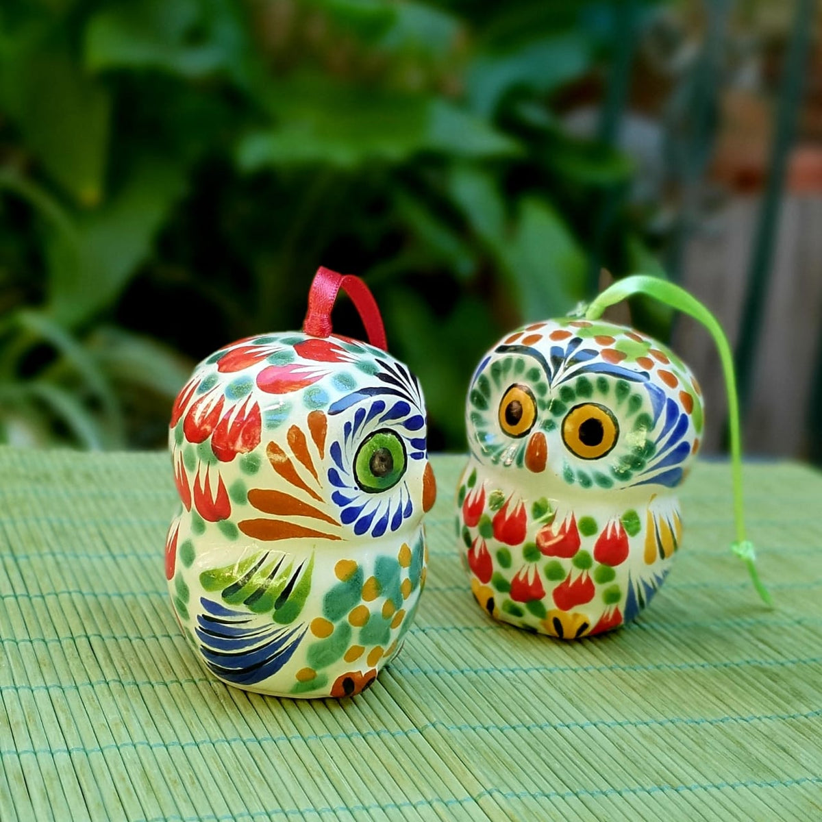 Mexican Ceramics Owl Round Ornament decor tree mayolica SET