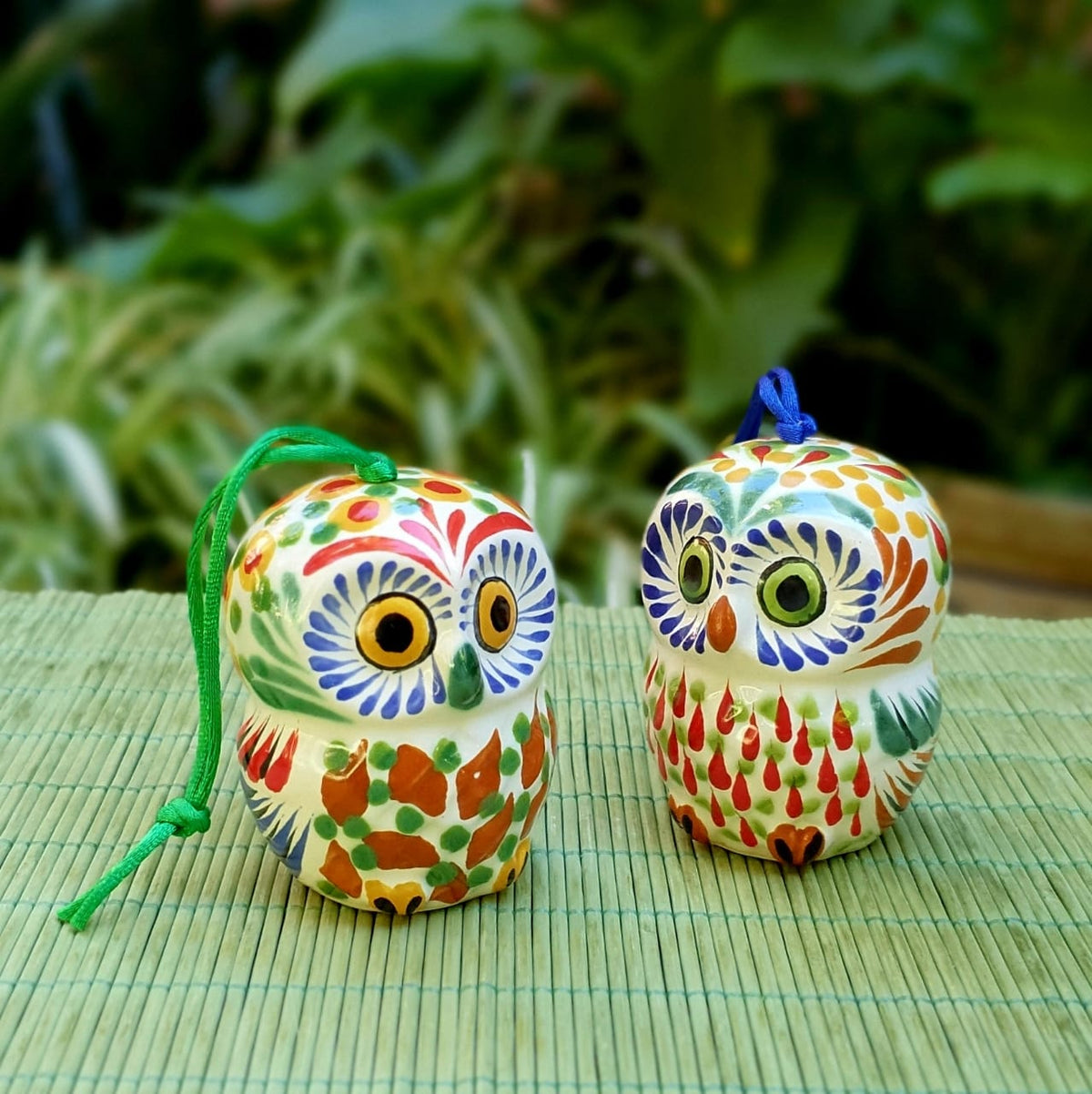 Ornament Owl Round 3D figure 2.8 in H Set of 2 MultiColors