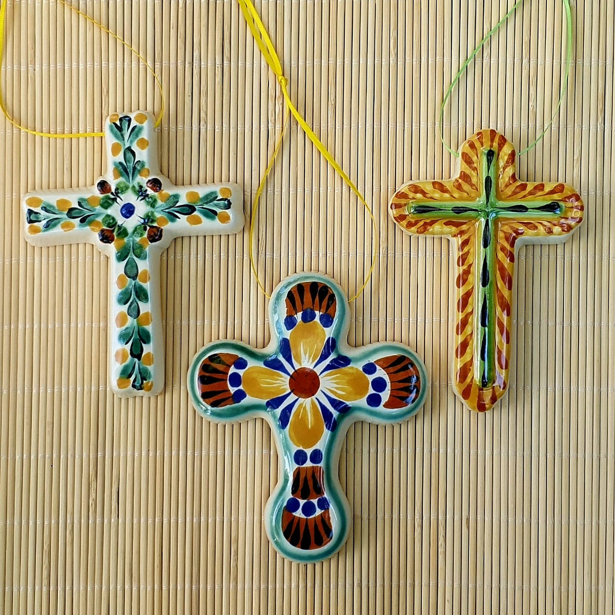Ornament Cross Set of 3 MultiColors christmas decor handcrafts