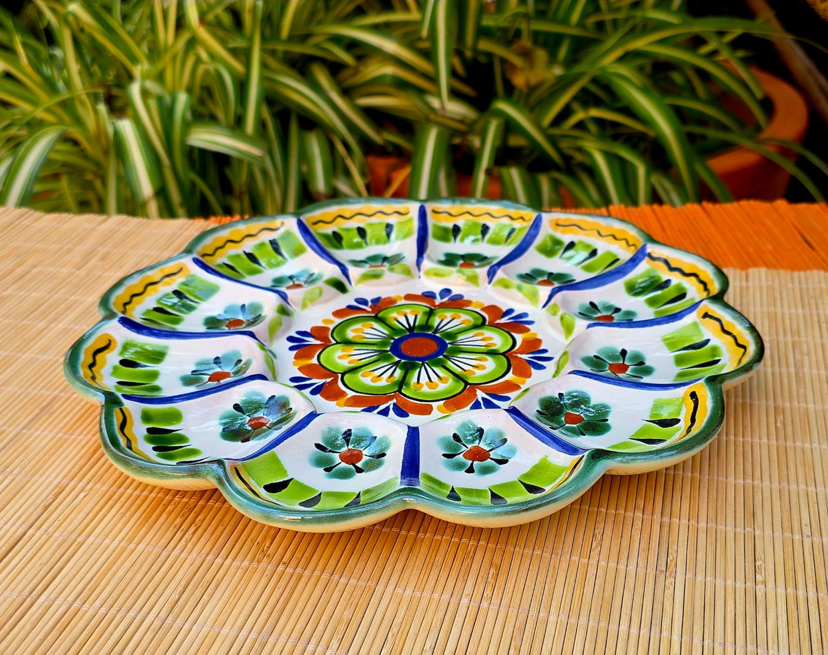 Deviled Eggs / Snack Plate Flower Shape 10" D MultiColors