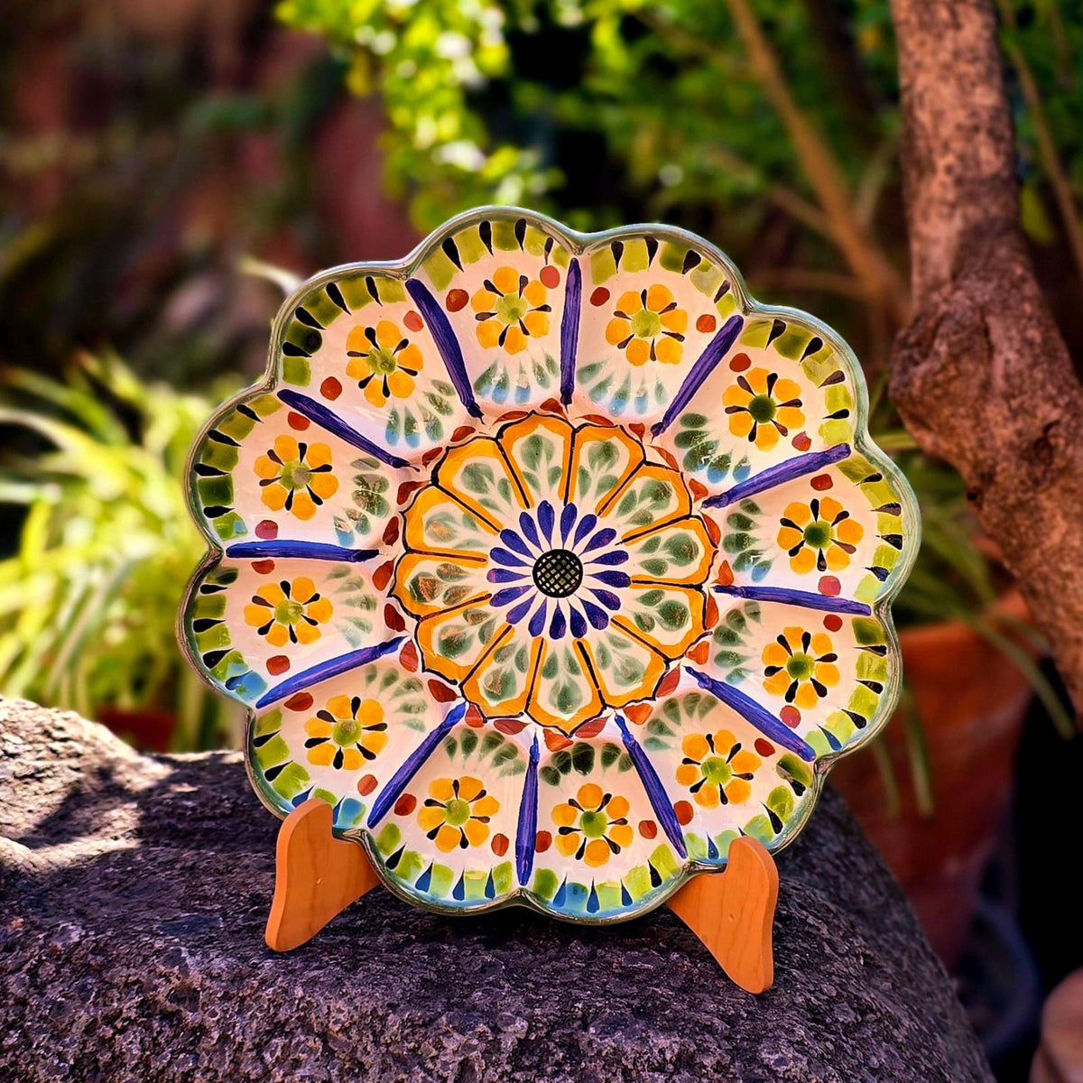 Deviled Eggs / Snack Plate Flower Shape 10" D MultiColors