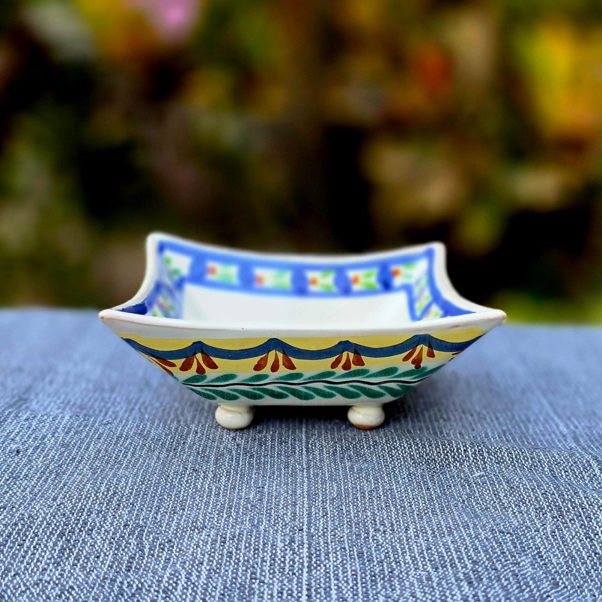 Flower Square footed saucer 5x5 in Happy BordersSaucersGorky Gonzalez Store240726 - 08