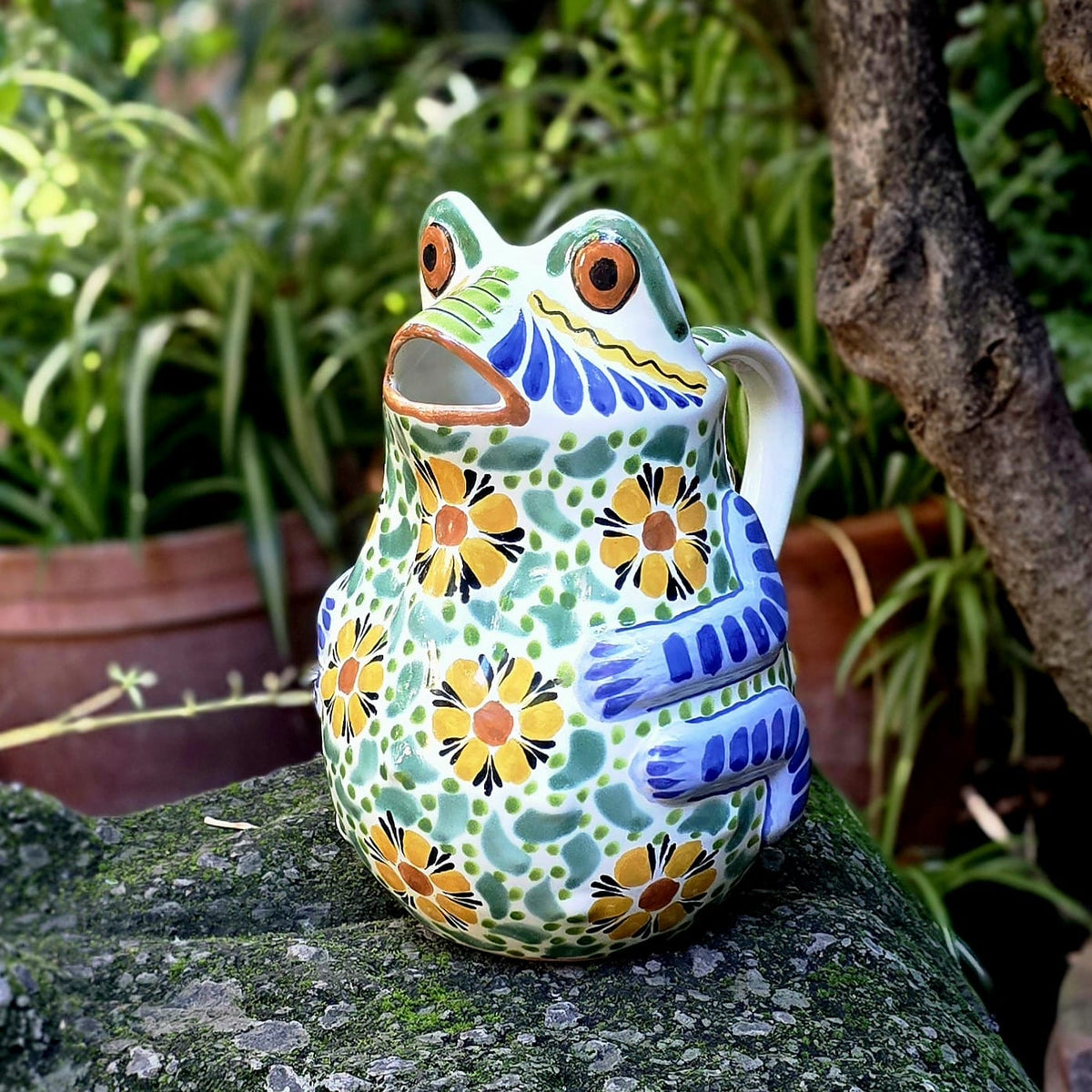 Mexican Ceramics Frog Large Pitcher 50 Oz Mayolica Ceramic Mexico