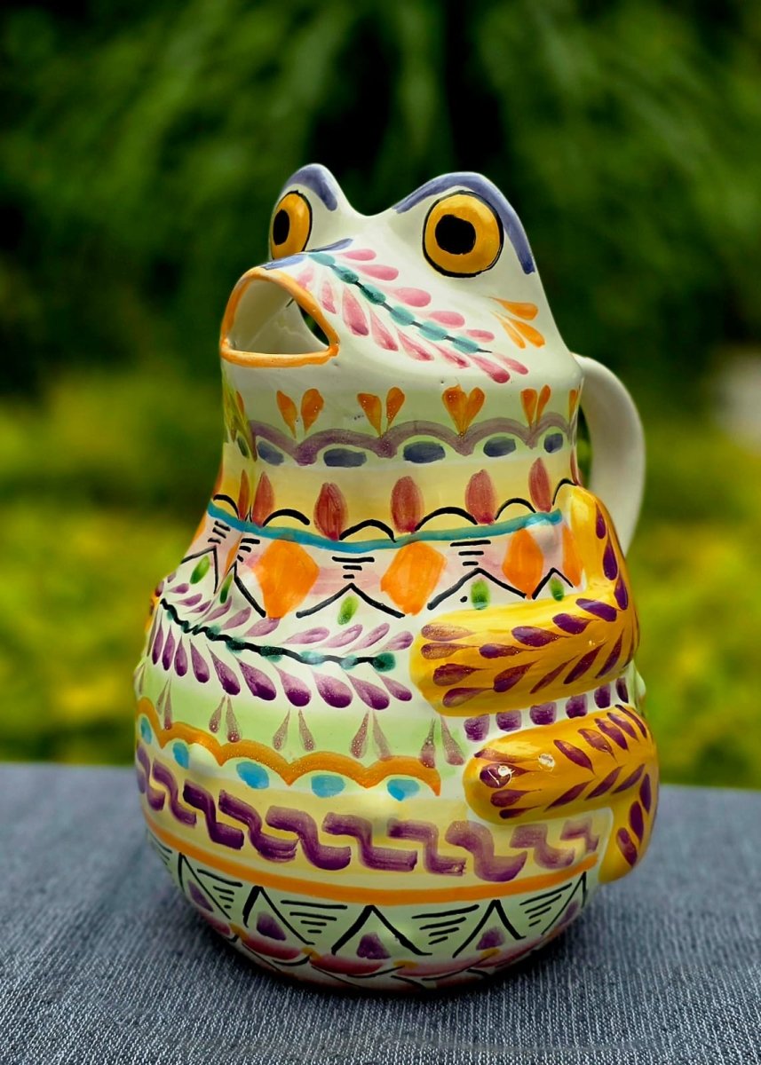 Mexican Ceramics Water Frog Pitcher 50 Oz Mayolica art from Mexico