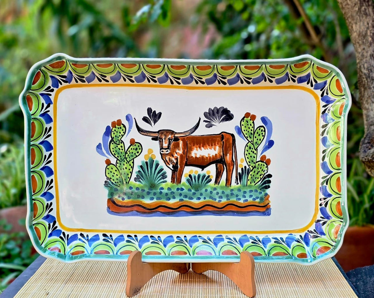 LongHorn Tray Rectangular Platter 16.9"x10.6" MultiColors