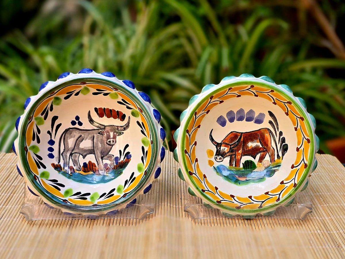 LongHorn Flower Shape Mini Snack Bowl 5 in D - Set of 2 - MultiColors