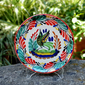 Bird Bread Plate / Tapa Plate 6.3" D Green-Red Colors