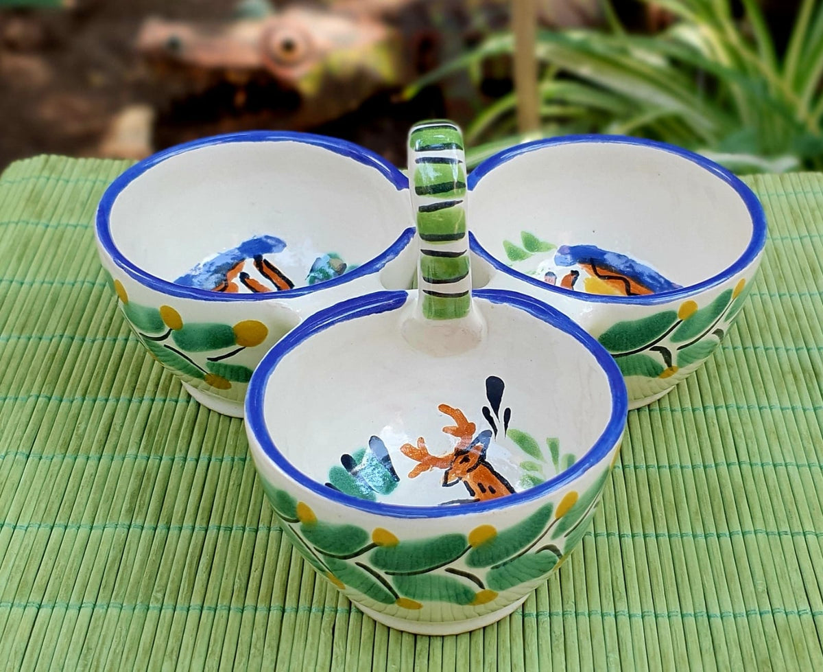 Deer Small Triple Saucer Dish MultiColors