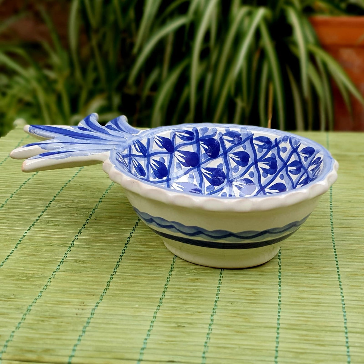 Snack Bowl de Piña Azul y Blanco