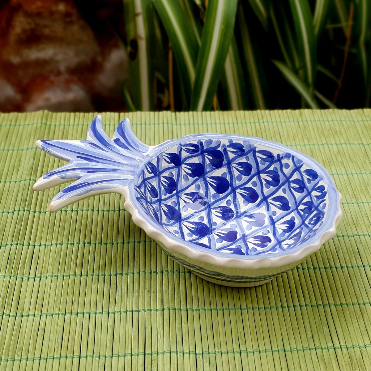 Snack Bowl de Piña Azul y Blanco