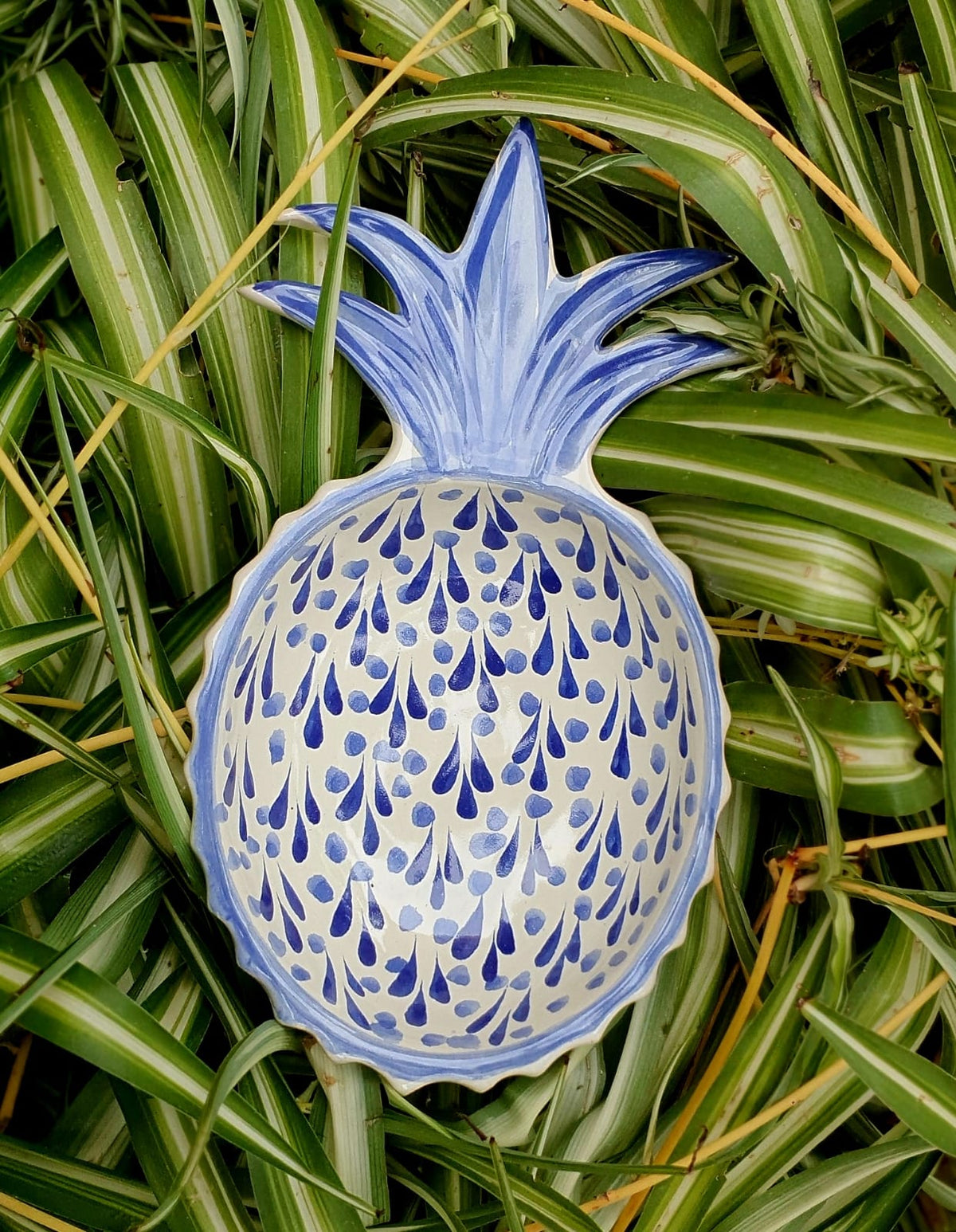 Snack Bowl de Piña Azul y Blanco