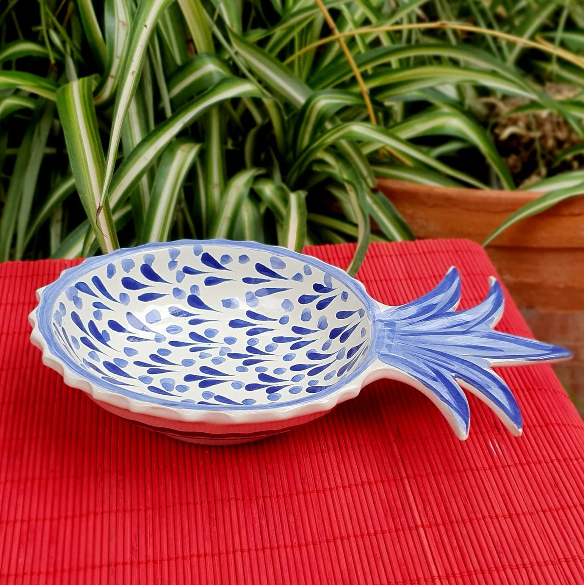 Snack Bowl de Piña Azul y Blanco