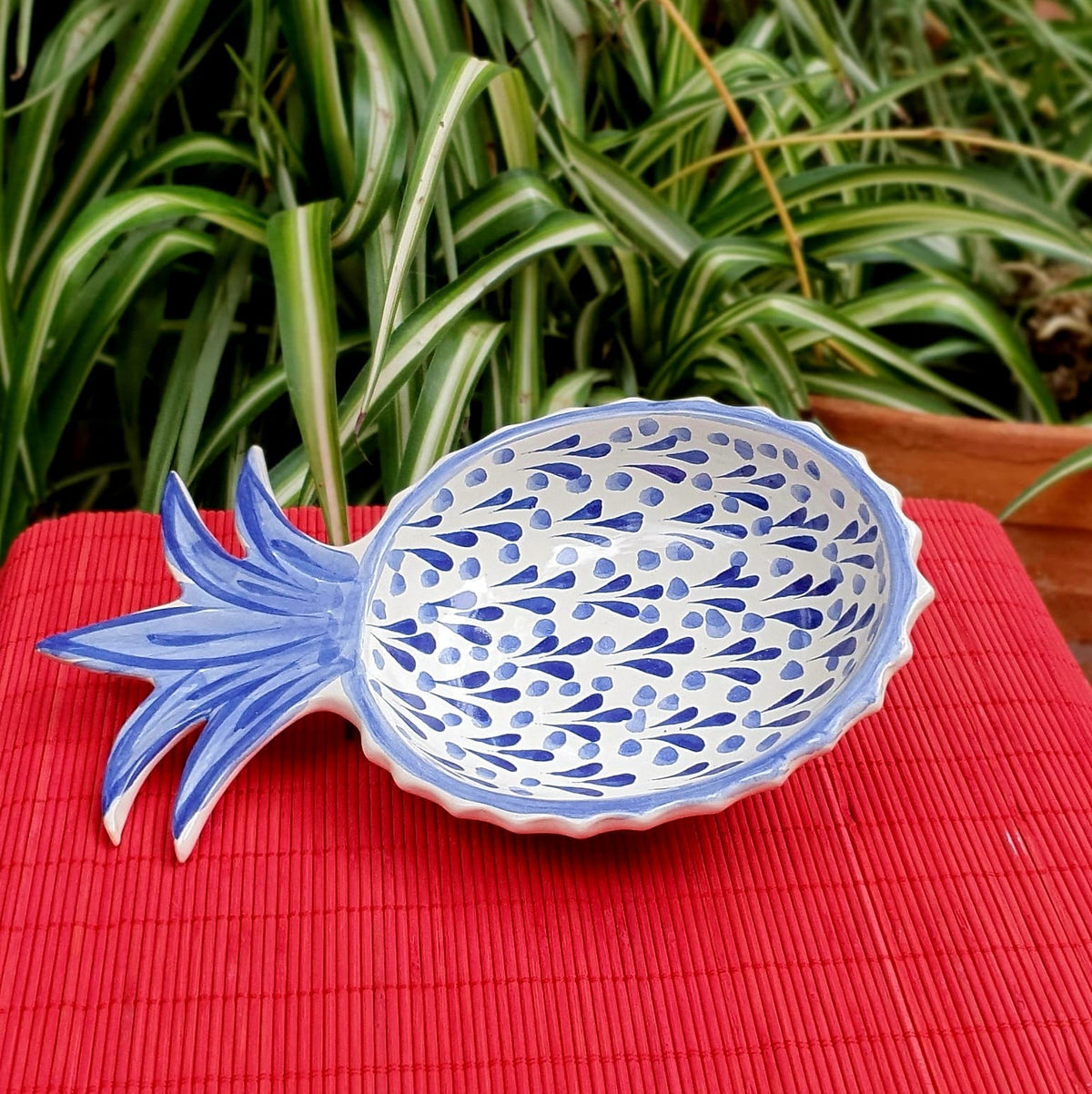 Snack Bowl de Piña Azul y Blanco