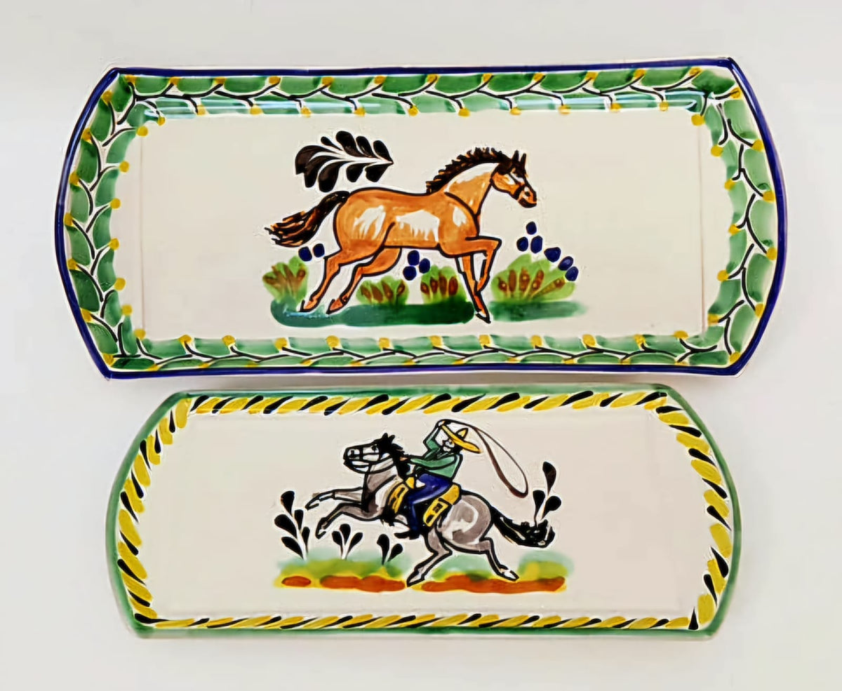 Cowboy and Horse Set of 2 Trays Multicolor