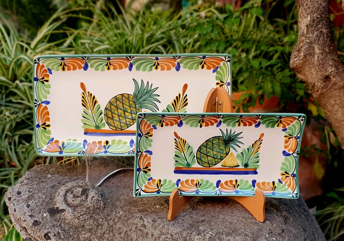 Pineapple Rectangular Trays Set of 2 MultiColors