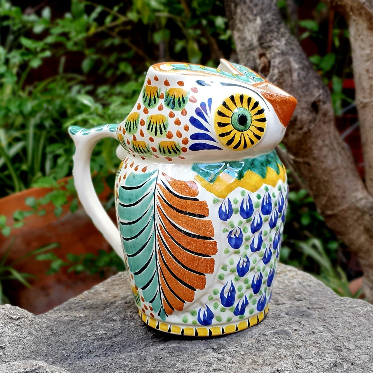 Mexican Pottery Water Owl Pitcher 9