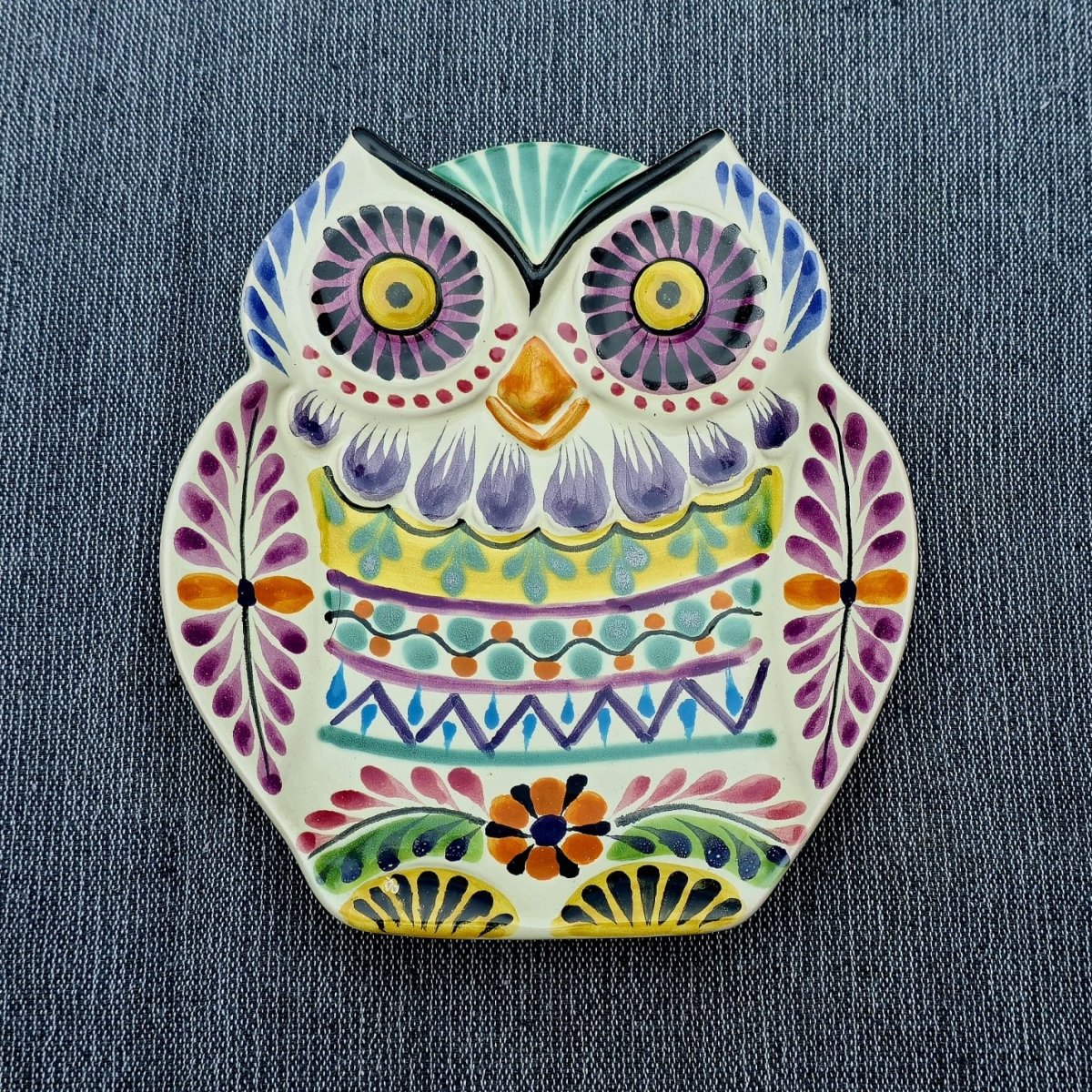 Owl Snack Dish Plate 8 x 7 inches - Happy BordersSnacksGorky Gonzalez Store240807 - 02