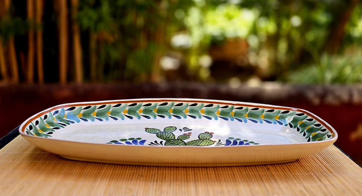 Prickly Pear Rectangular Long Platter 14.6 X 7.1 in MultiColors
