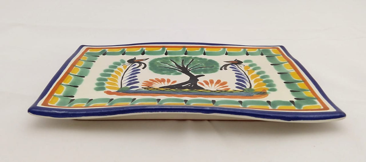 Tree Tray Wave Rectangular 7.9 X 5.3" Yellow-Green Colors