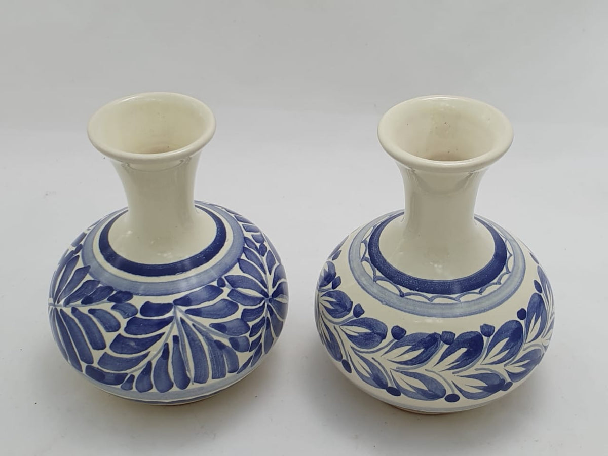 Flower Mini Vase 4.3" Height Set (2 pieces) Blue