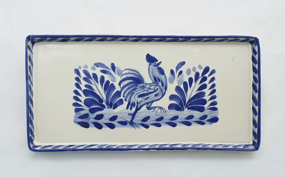 Mini Bandeja Rectangular Gallo 8,7*4,3 en Azul y Blanco