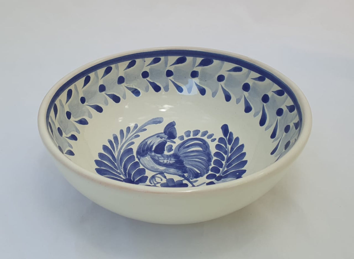 Rooster Cereal/Soup Bowl 16.9 Oz Blue and White