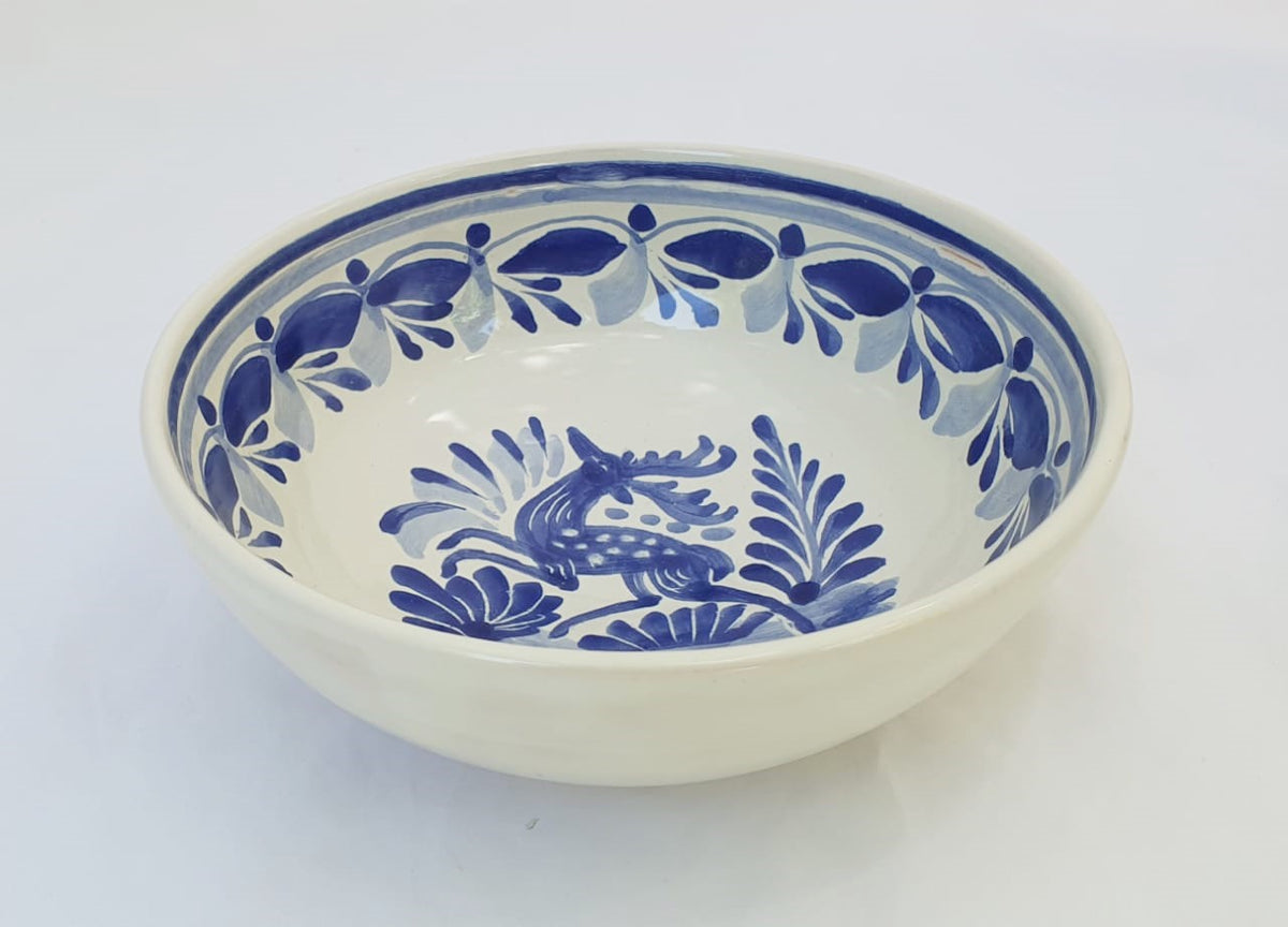 Deer Cereal/Soup Bowl 16.9 Oz Blue and White
