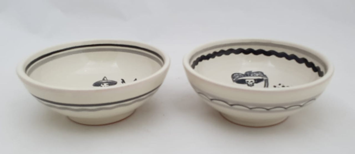 Catrina Small Bowl 4.9 in D Set of 2 pieces Black and White - B