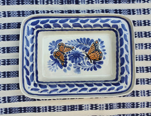 Butterfly Rectangular Bowl 11*7.9" Blue-Orange Colors