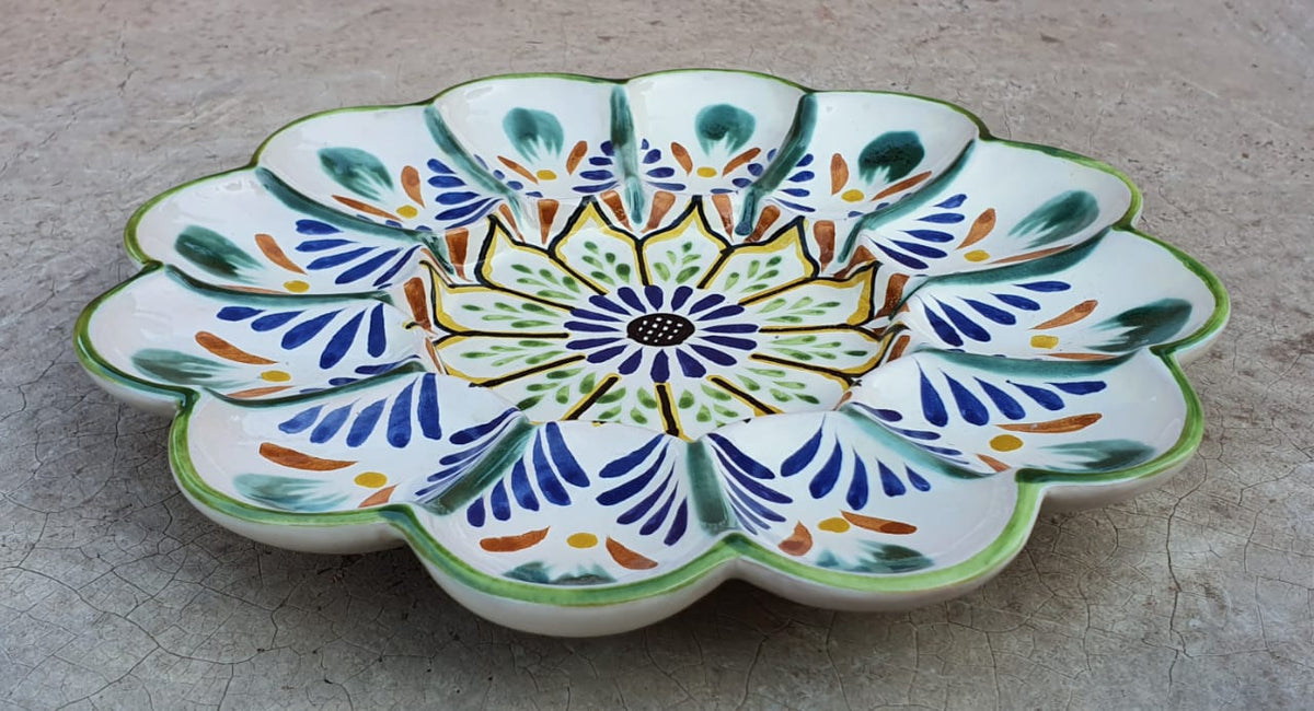 Deviled Eggs / Snack Plate Flower Shape 10" D MultiColors