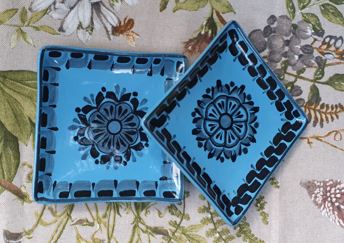 Flower Bread Square Plate / Tapa Plate Set of 2 Contemporary Choose your Favorite Color
