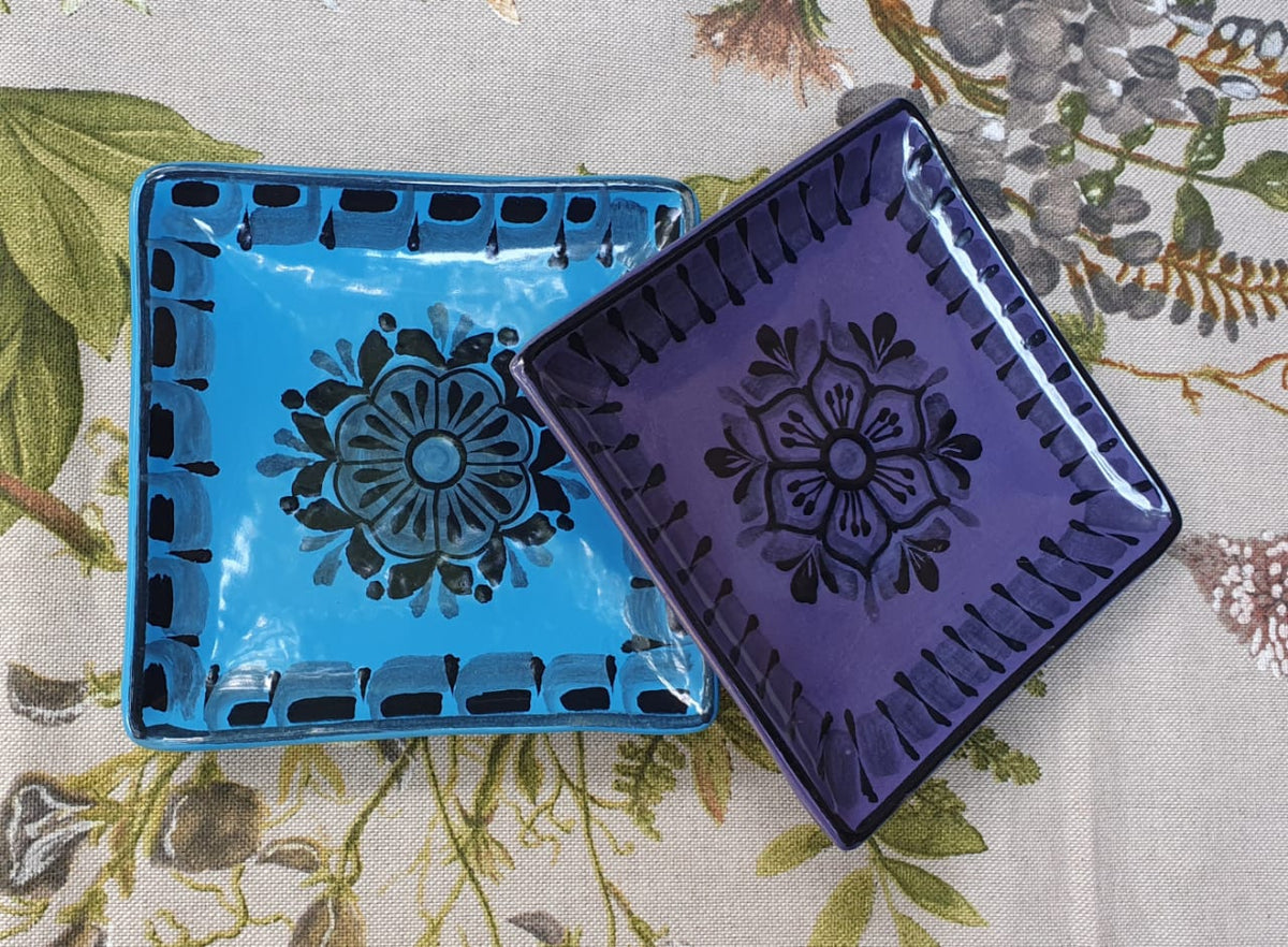 Flower Bread Square Plate / Tapa Plate 5*5" Set (2 pieces) Contemporary