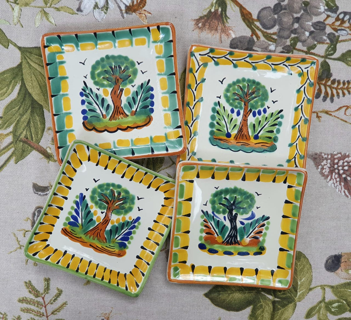Tree Bread Square Plate / Tapa Plate 5*5" Set of 4 Multi-colors