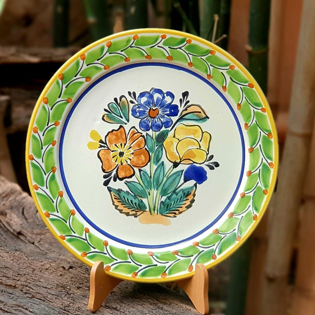 Flower Plate Mexican Ceramics tableware handcrafts Mayolica
