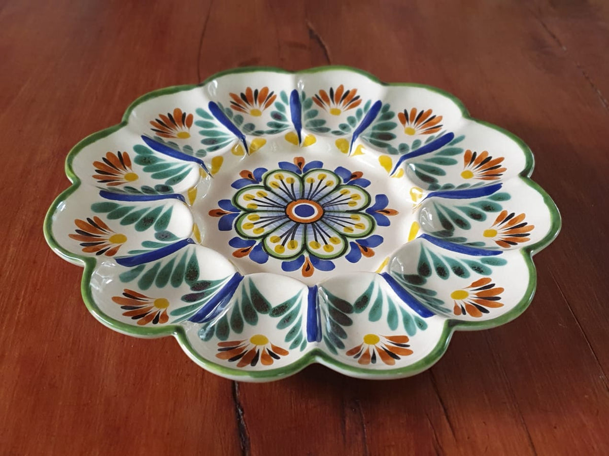 Deviled Eggs / Snack Plate Flower Shape 10" D MultiColors