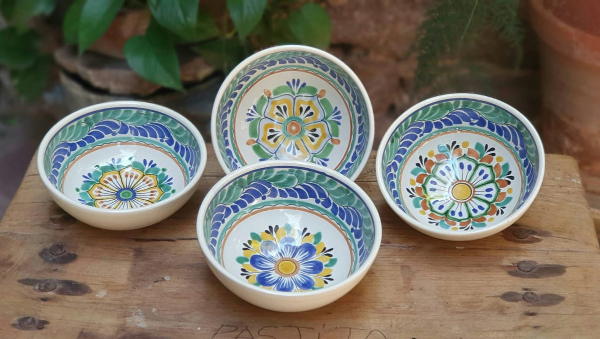 Juego de 4 cuencos para sopa y cereales con flores, multicolores