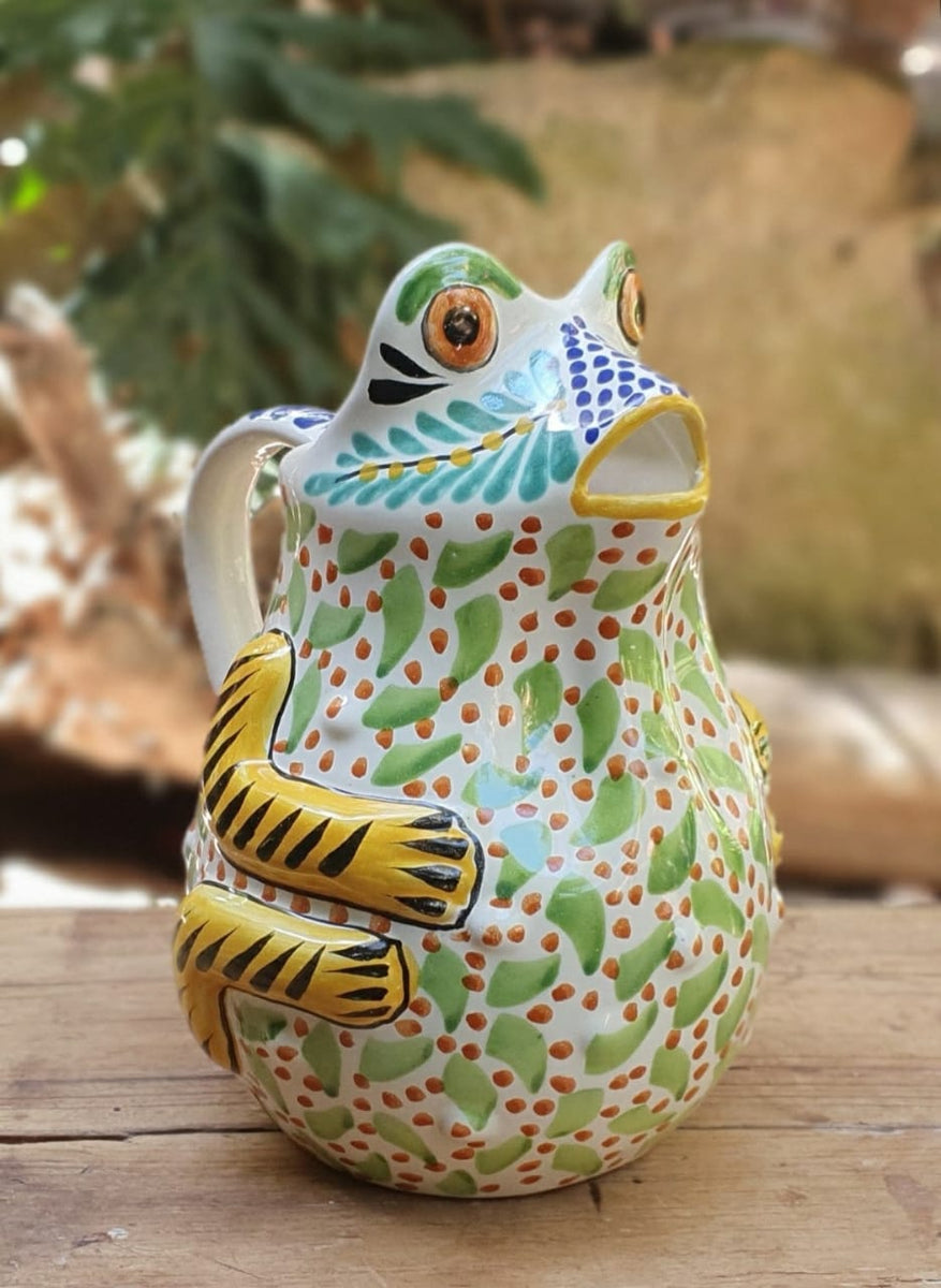 Mexican Ceramics Water Frog Pitcher 10.6