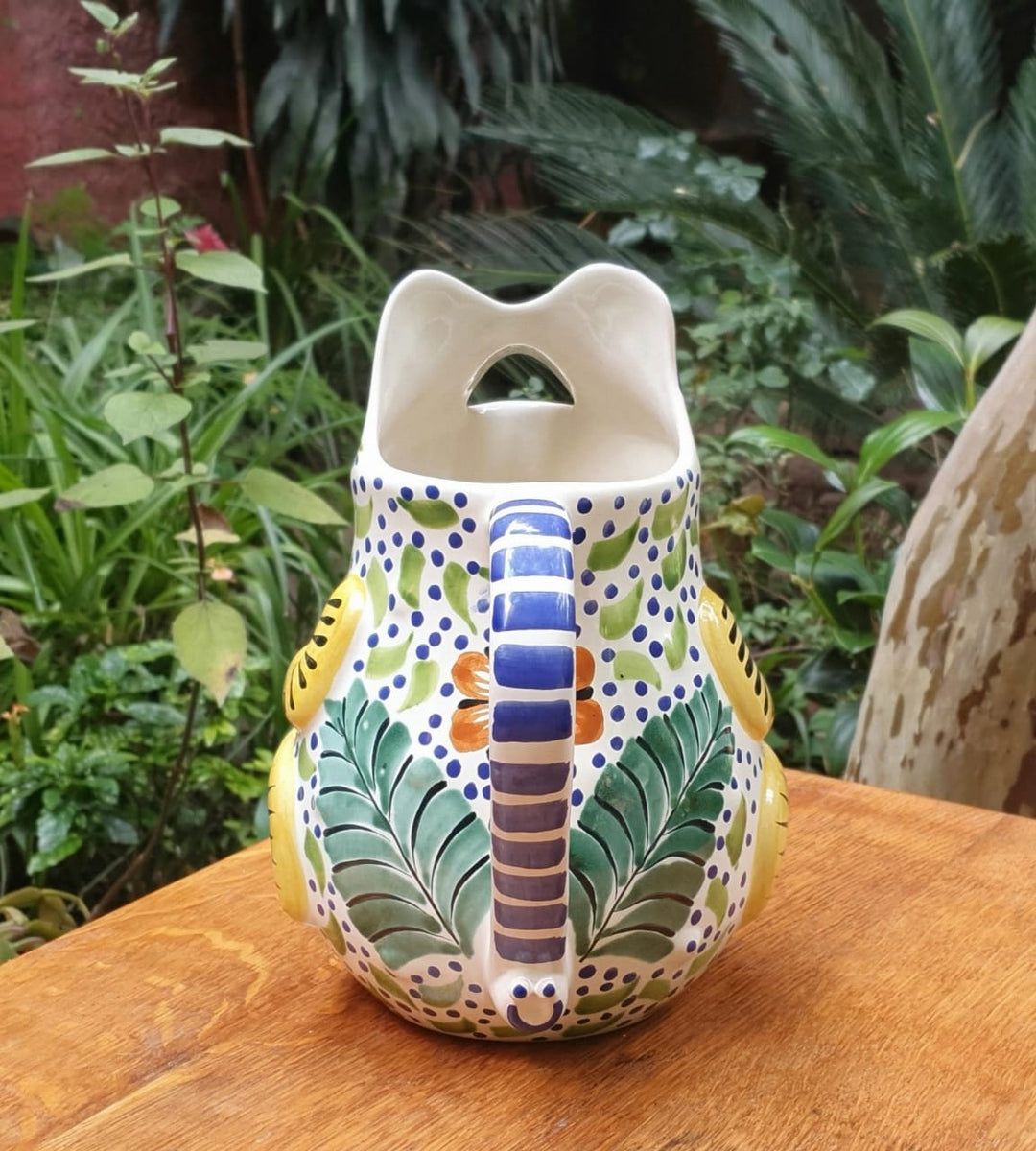 Mexican Pottery Frog Large Pitcher 50 Oz Mayolica Ceramic Mexico