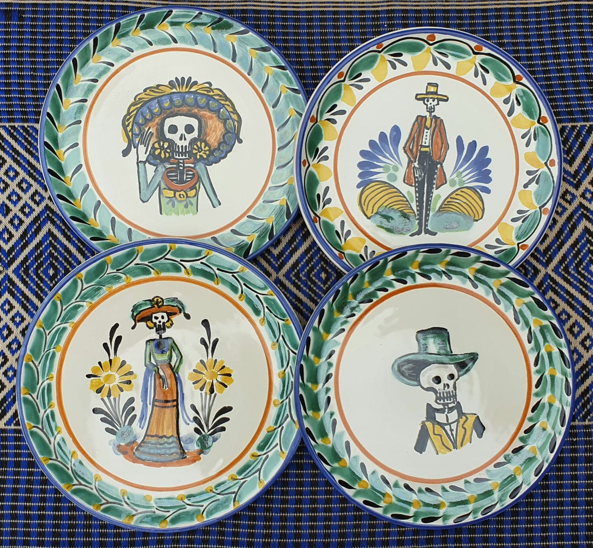 Catrinas Bread Plate / Tapa Plate 6.3"D Set (4 pieces) Multicolor - A