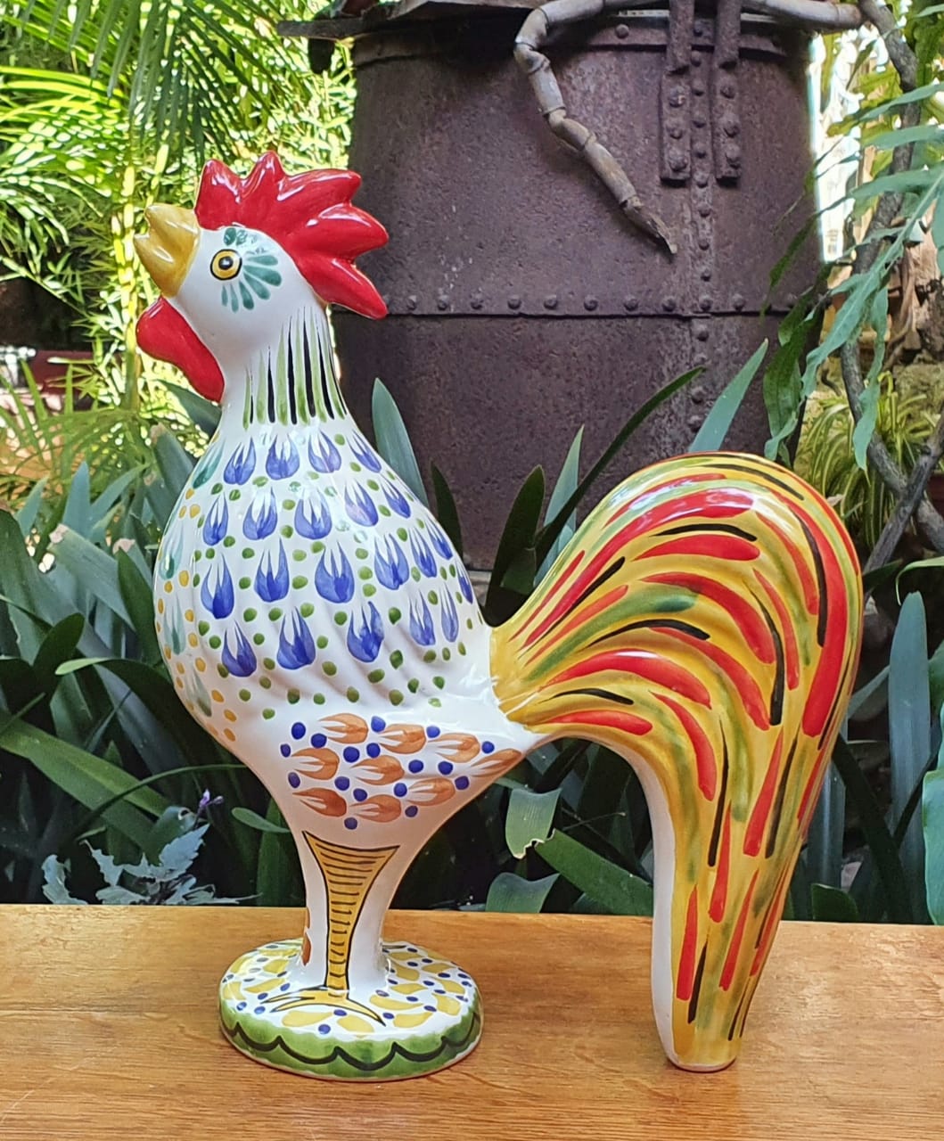 Figura de gallo de 12,6" de altura, multicolor
