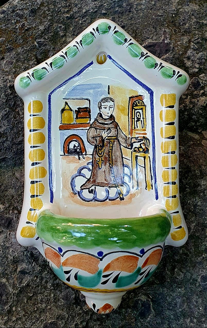Saint Pascual Holy Water Fountain 8" H x 5" W MultiColors I