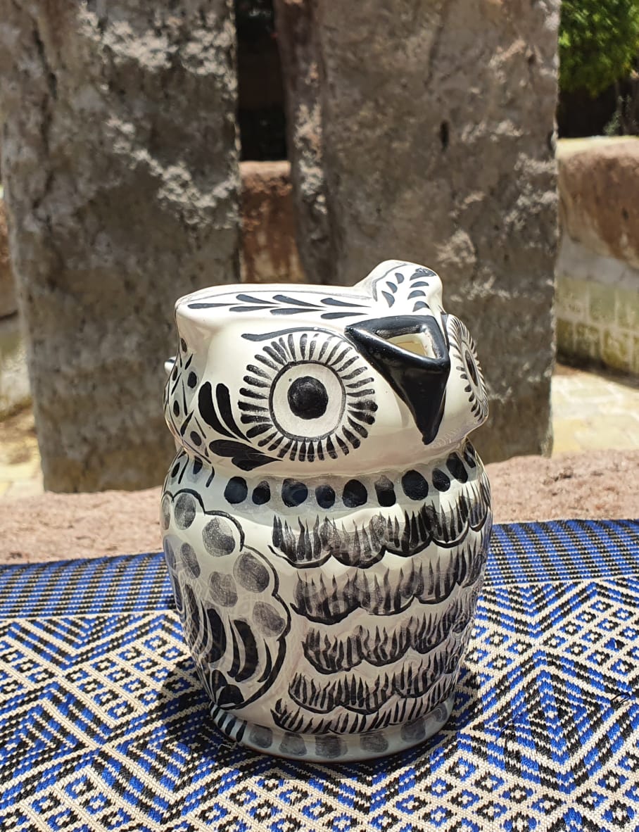 Jarra de crema Owl 13 Oz blanco y negro