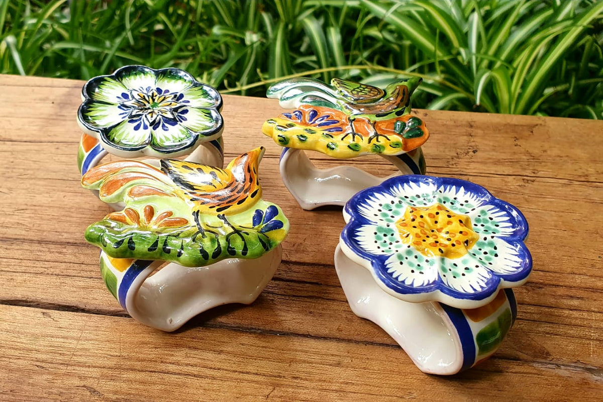 Napking Ring Clasic Set of 2 Bird and 2 Flower Figure