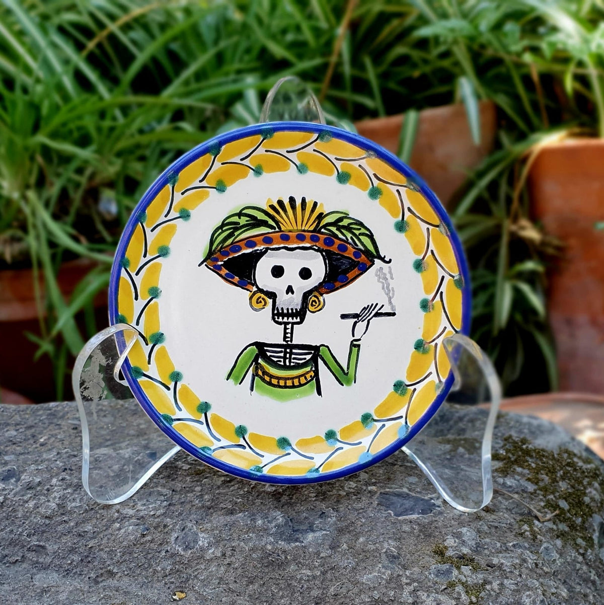 Catrina Bread Plate / Tapa Plate 6.3" D MultiColors