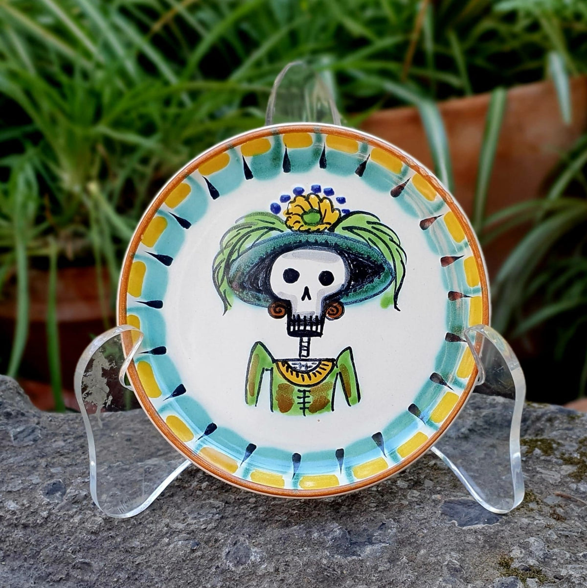 Catrina Bread Plate / Tapa Plate 6.3" D MultiColors