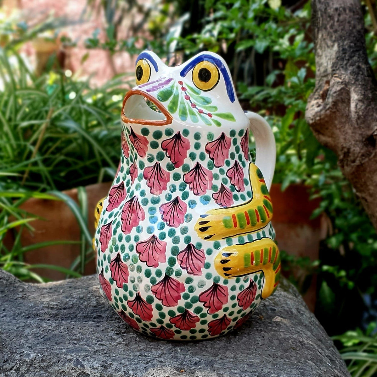 Mexican Ceramics Frog Large Pitcher 50 Oz Mayolica Ceramic Mexico