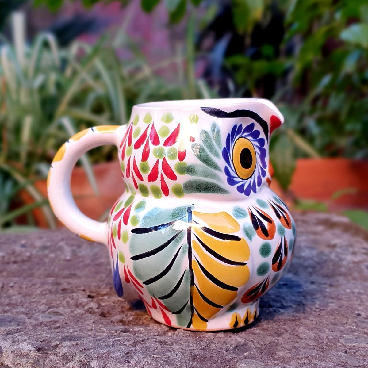 Owl Mrs. creamer Multicolor handcrafts handmade mexico mayolica