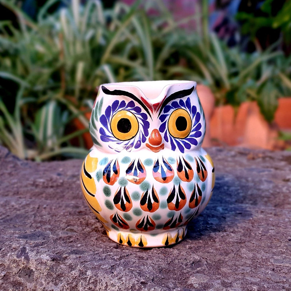 Owl Mrs. creamer Multicolor handcrafts handmade mexico mayolica