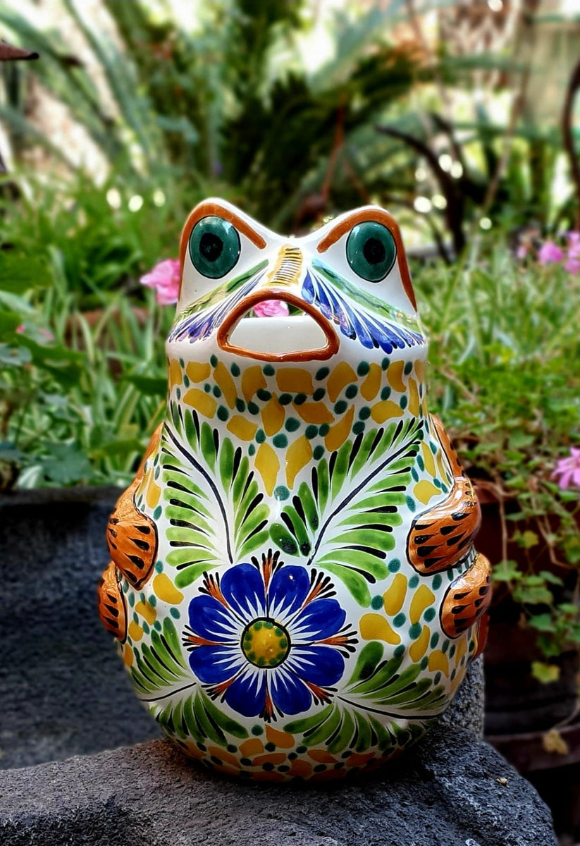 Mexican Ceramics Frog Pitcher 50 Oz Multicolors handcrafted hand